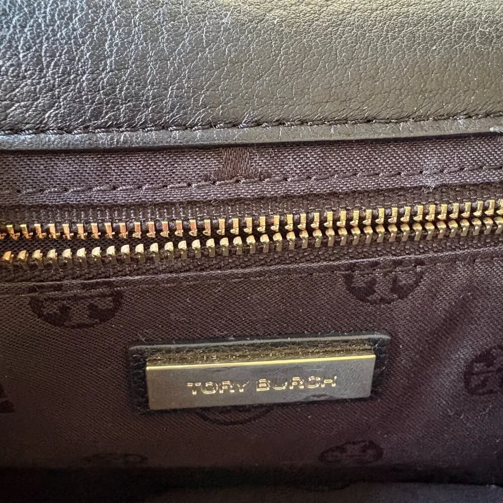 Tory Burch Marion Combo Crossbody Bag Black Leather Whipstitch Classic - Picture 6 of 11